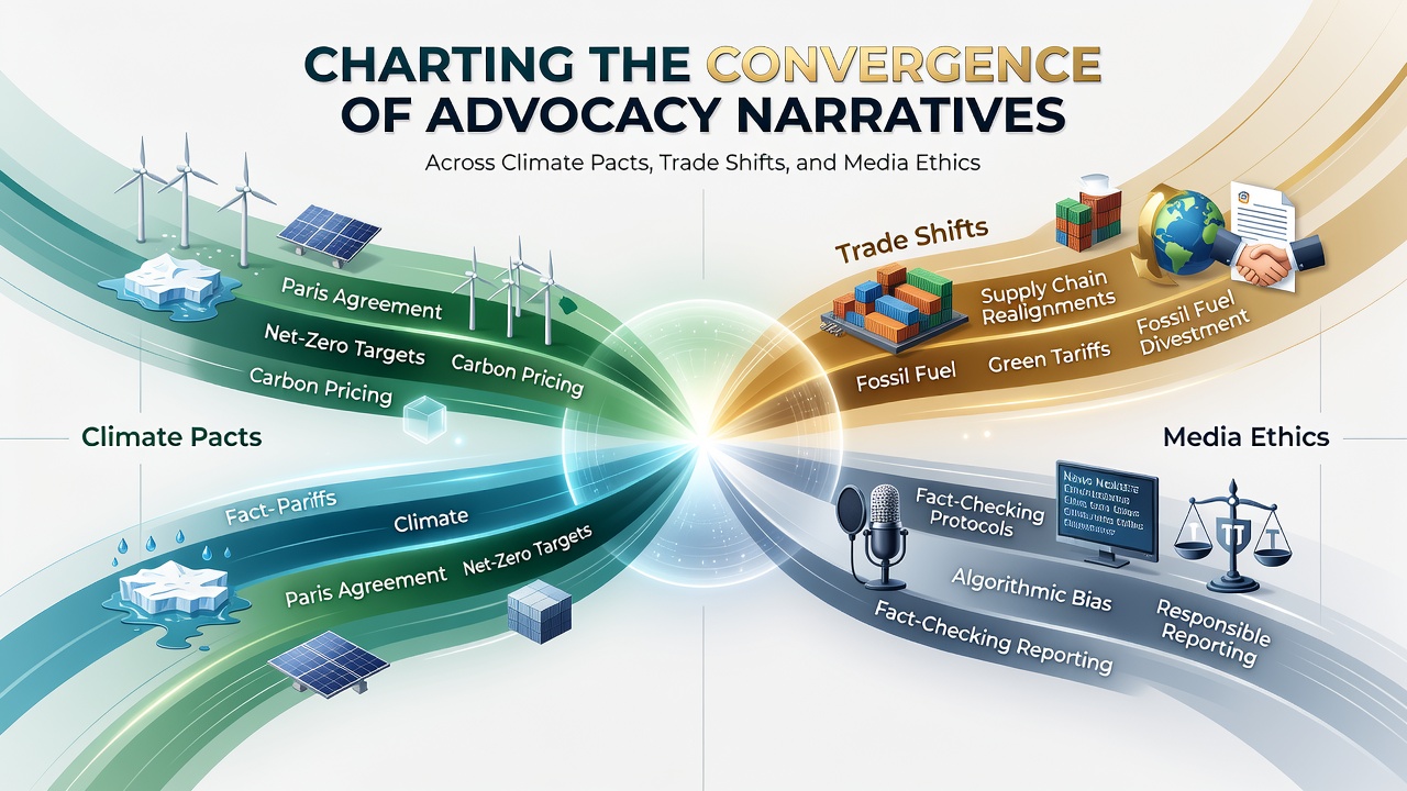 Mapping Intersections in Global Advocacy Narratives Across Climate Agreements Trade Evolutions and Reporting Standards
